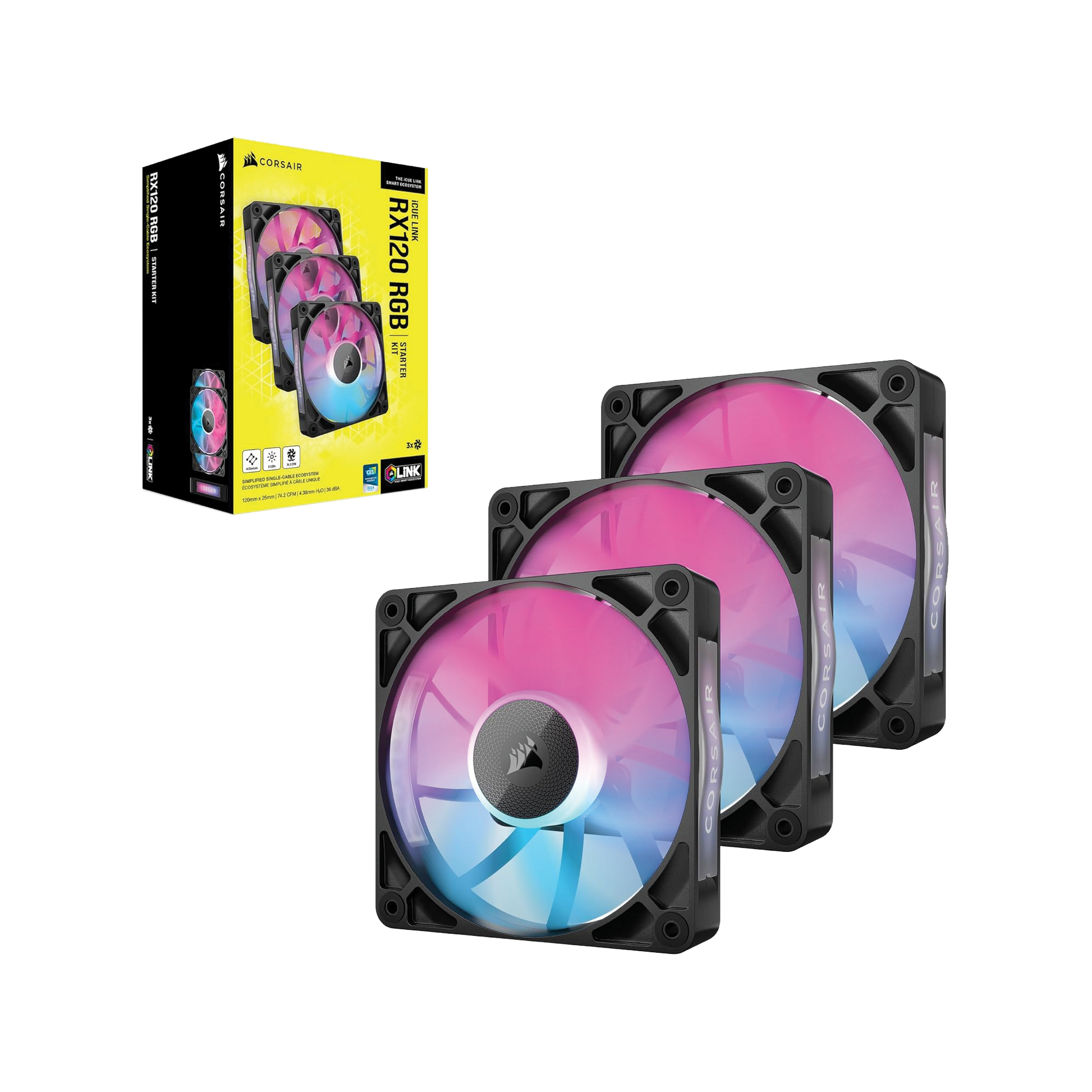 Corsair iCUE LINK RX120 RGB 120mm PWM Fans - Triple Pack